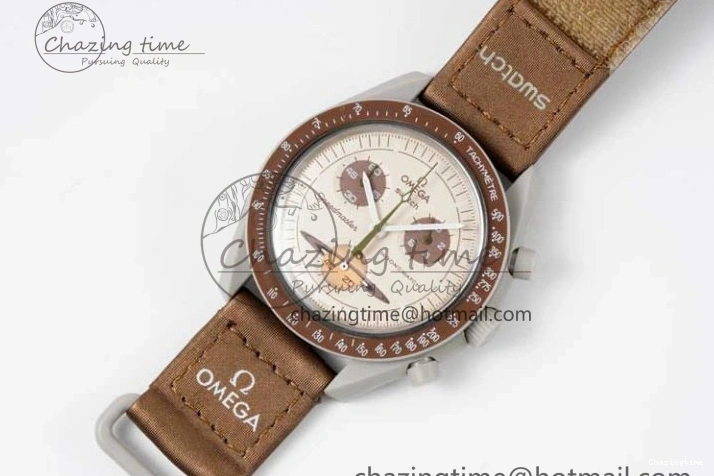 0309 Speedmaster Misson To Saturn 1:1 Best Edition Beige Dial On Nylon Strap Quartz Casual 7861